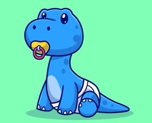 Texto para el Blog con una imagen de un bebe dinosaurio con chupete